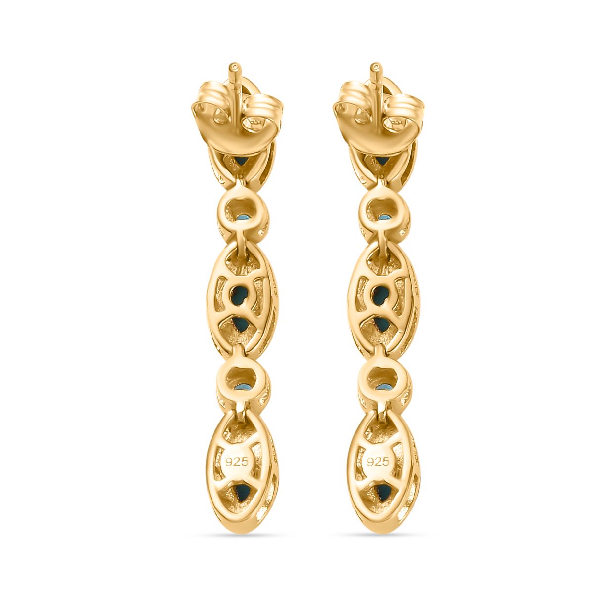 AA Sleeping Beauty Türkis, Neon Apatit Ohrringe 925 Silber 750 Gelbgold Vermeil ca. 1,94 ct.