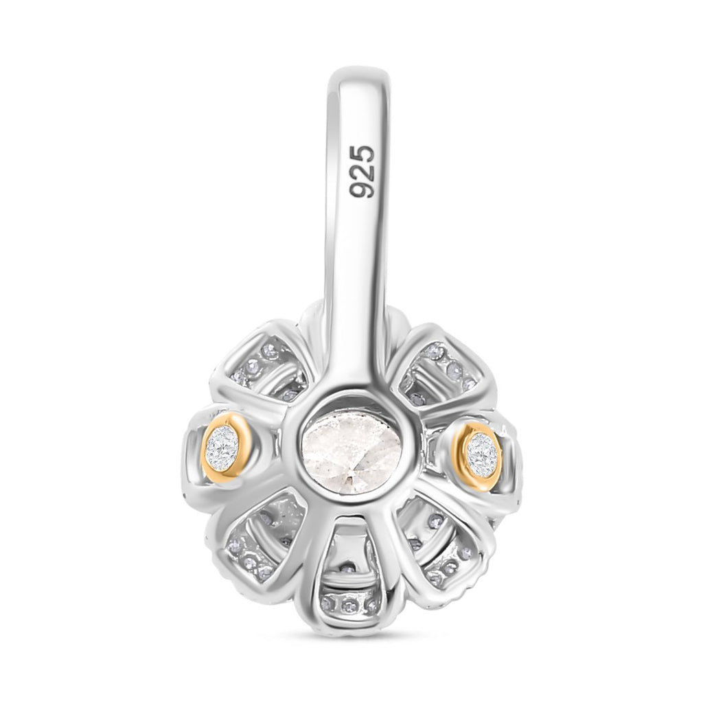 Moissanit Anhänger 925 Silber Rhodiniert und 750 Gelbgold Vermeil ca. 1,22 ct.