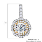 Moissanit Anhänger 925 Silber Rhodiniert und 750 Gelbgold Vermeil ca. 1,22 ct.