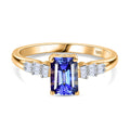 AAA Tansanit, Weißer Diamant Ring, 585 Gold (Größe 18.00) ca. 1.22 ct