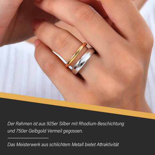 925 Silber Rhodiniert und 750 Gelbgold VermeilRing (Größe 20.00) ca. 8,05g