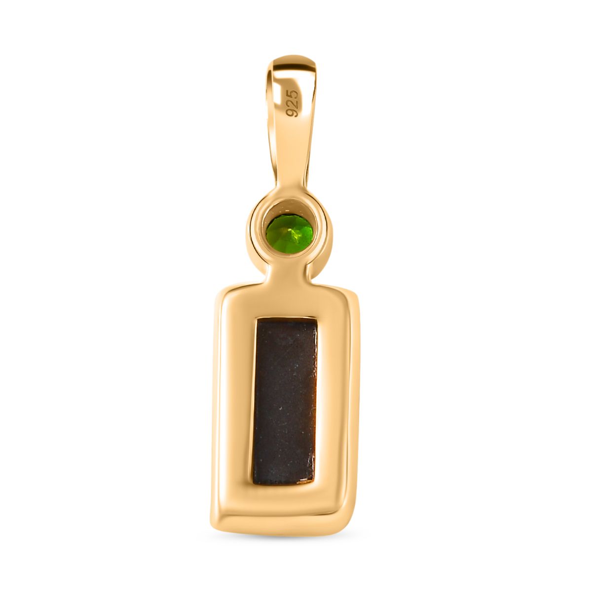 Ammolit, Natürlicher Chromdiopsid Anhänger 925 Silber 750 Gelbgold Vermeil ca. 1,41 ct.