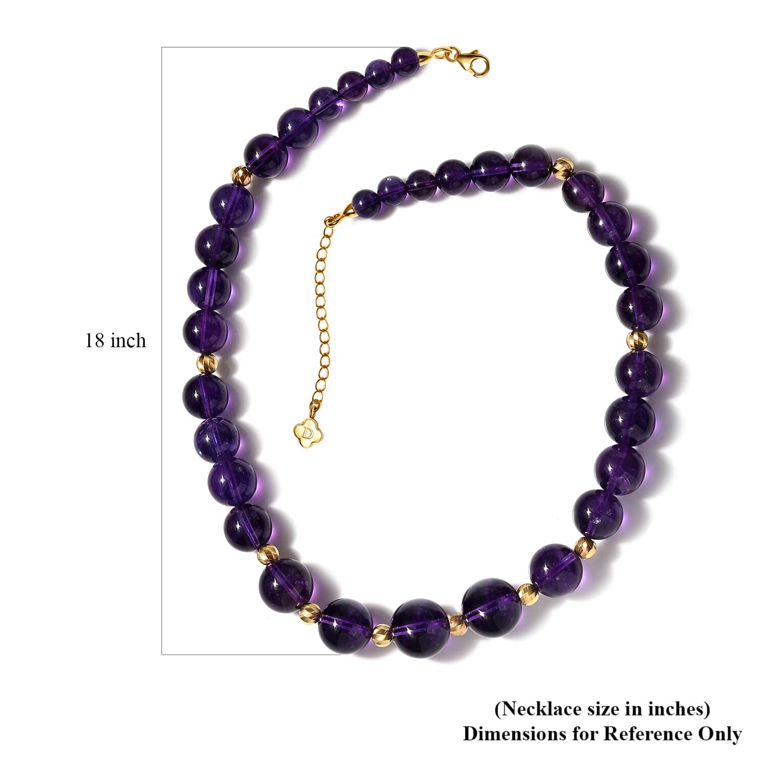 Afrikanische Amethyst Halskette ca. 45 cm+ 5 cm Extender 925 Silber Gelbgold Vermeil,ca. 400.00 ct