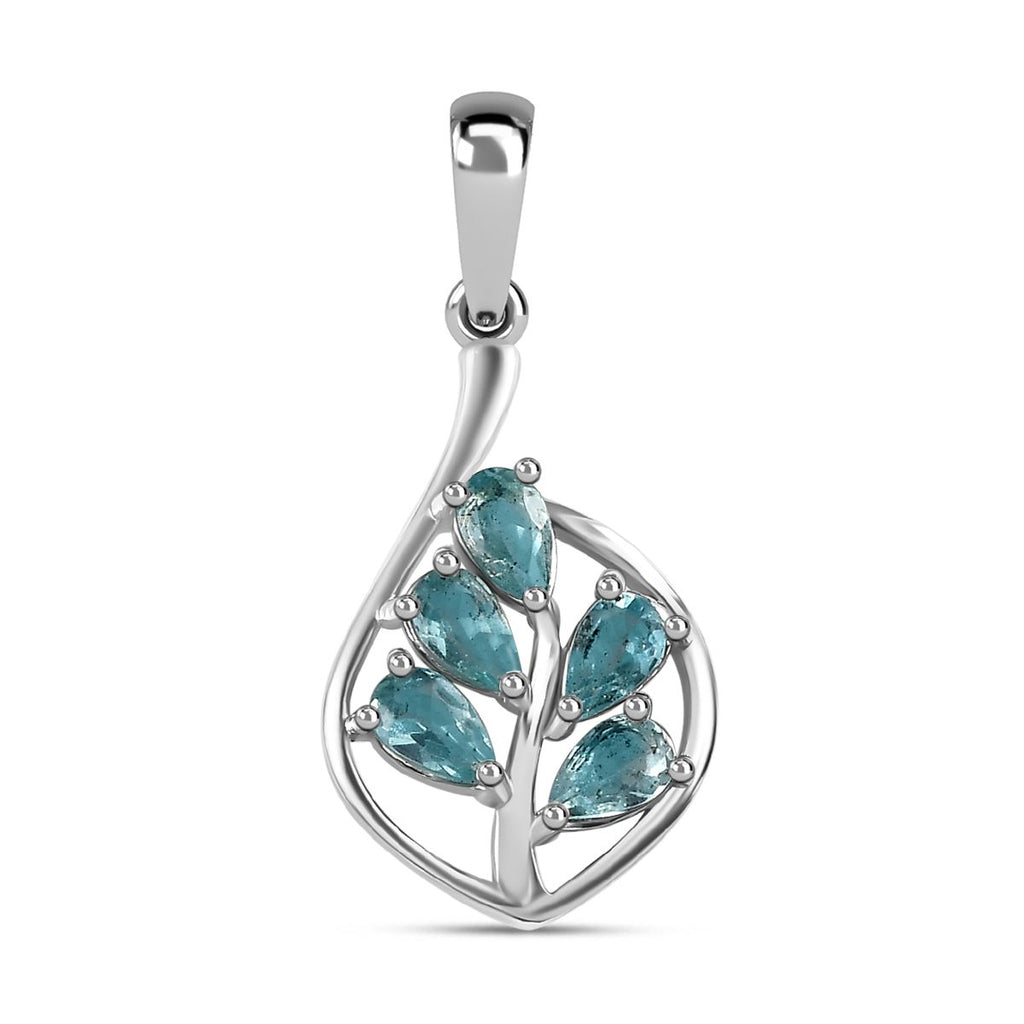 Paraiba-Apatit Anhänger 925 Silber platiniert ca. 1.08 ct