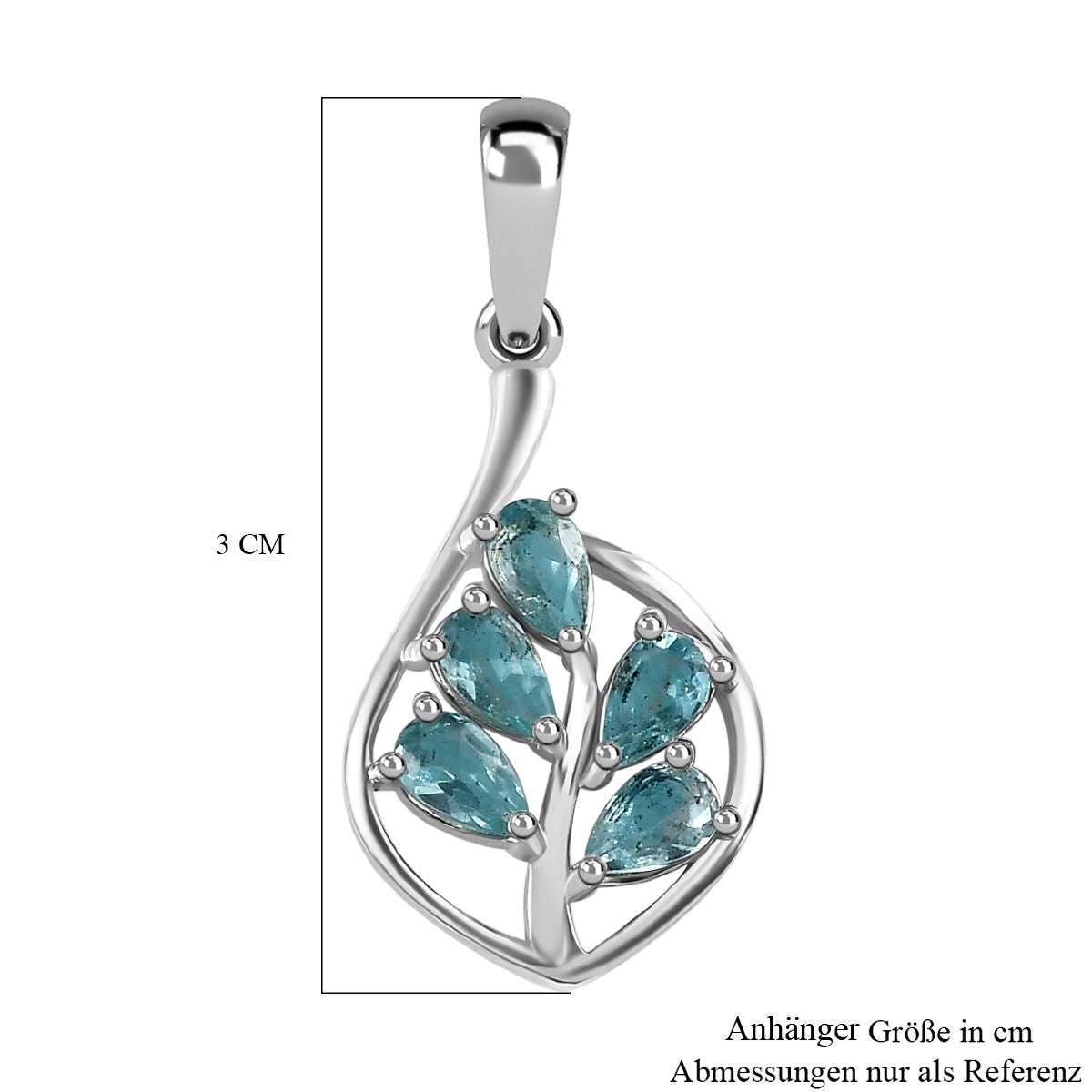 Paraiba-Apatit Anhänger 925 Silber platiniert ca. 1.08 ct