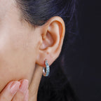 Paraiba-Apatit Ohrringe 925 Silber platiniert ca. 0,95 ct.
