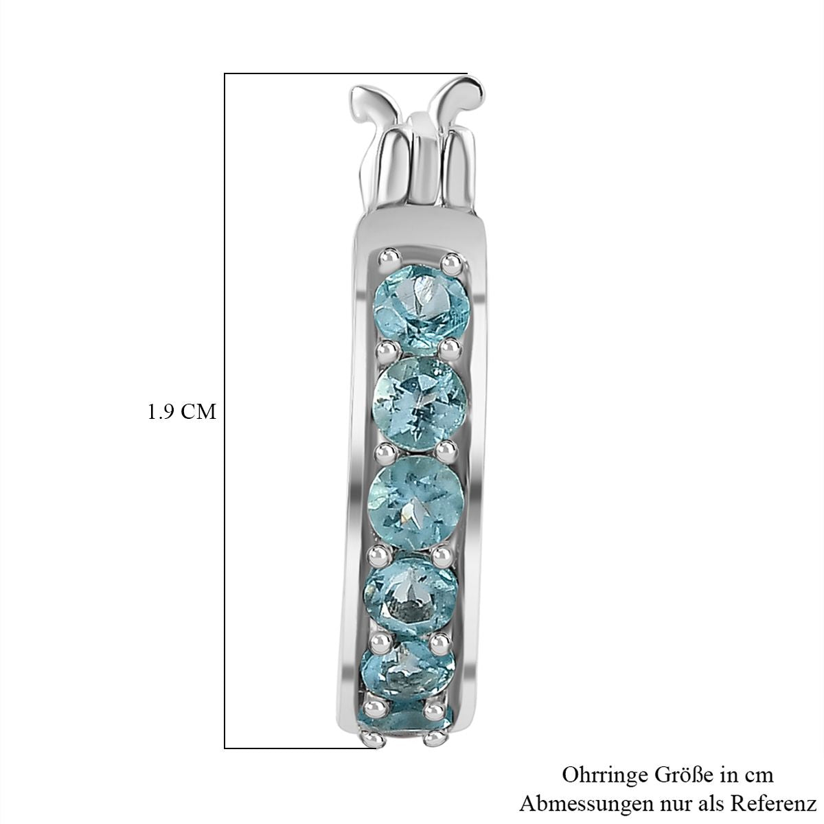 Paraiba-Apatit Ohrringe 925 Silber platiniert ca. 0,95 ct.
