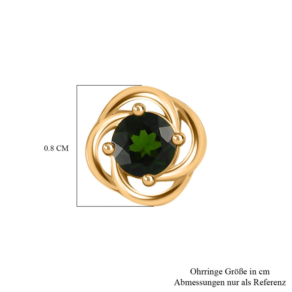 Natürlicher Chromdiopsid Ohrringe 925 Silber vergoldet ca. 0,54 ct.