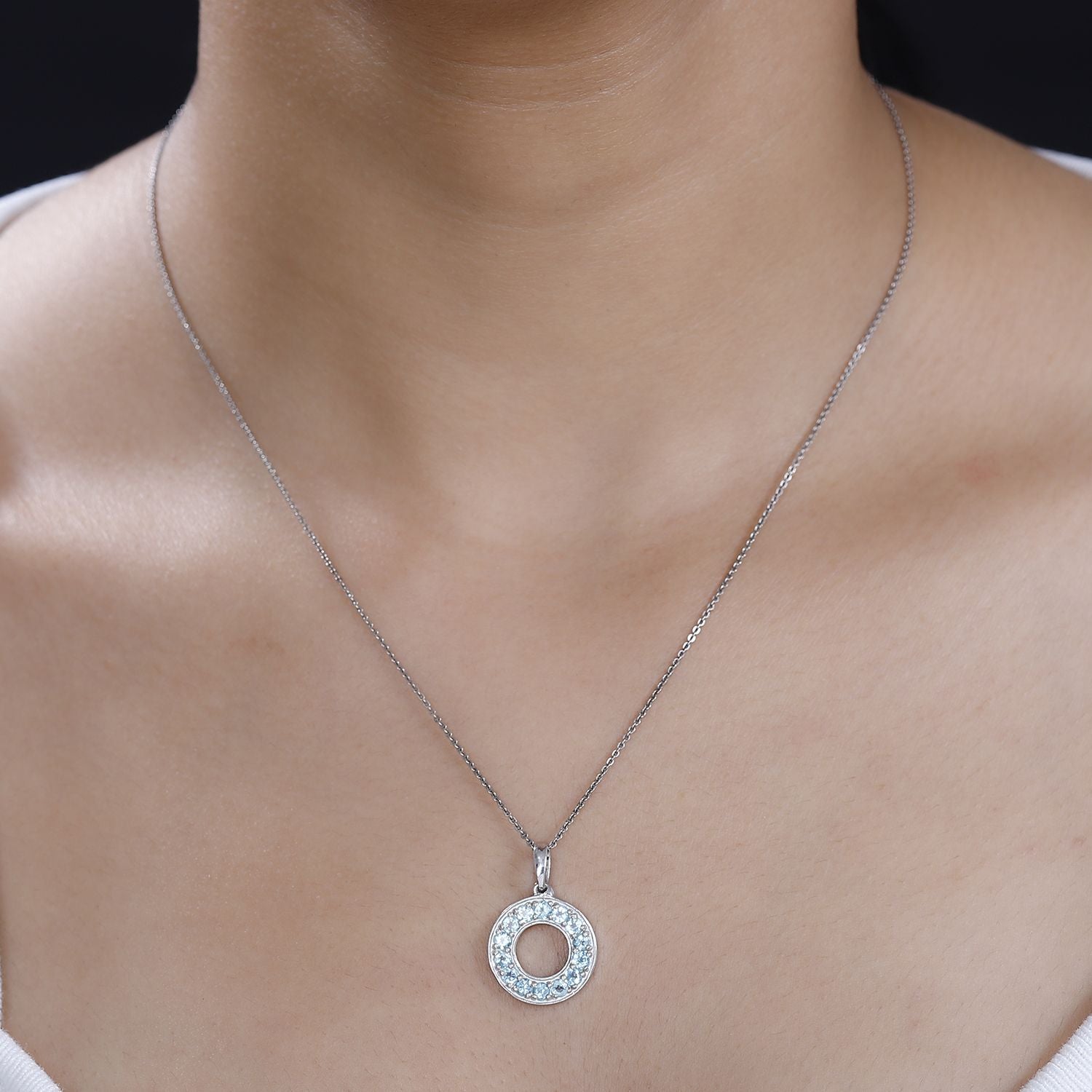 Paraiba-Apatit Anhänger 925 Silber platiniert ca. 1.09 ct
