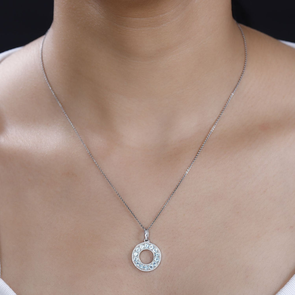 Paraiba-Apatit Anhänger 925 Silber platiniert ca. 1.09 ct