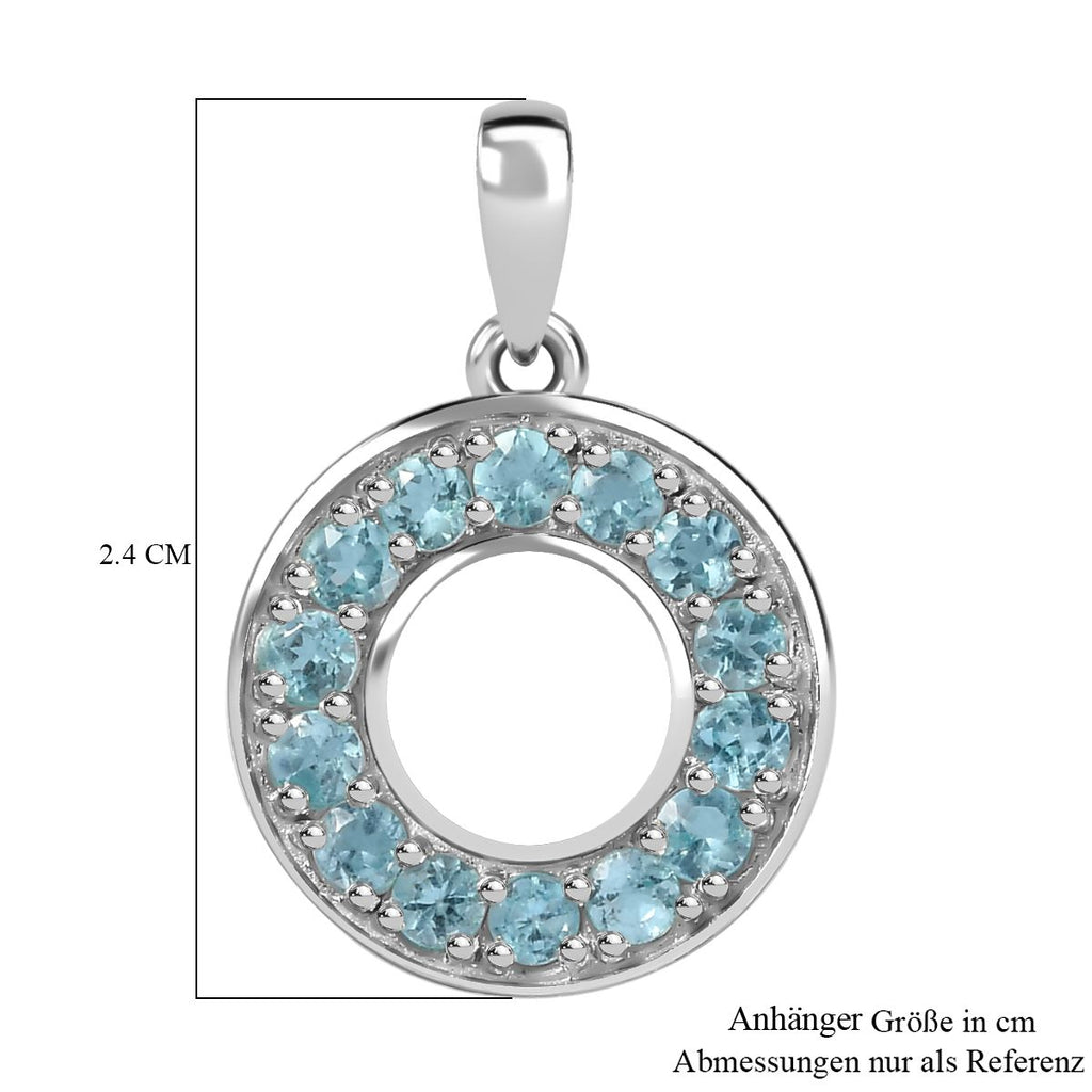 Paraiba-Apatit Anhänger 925 Silber platiniert ca. 1.09 ct