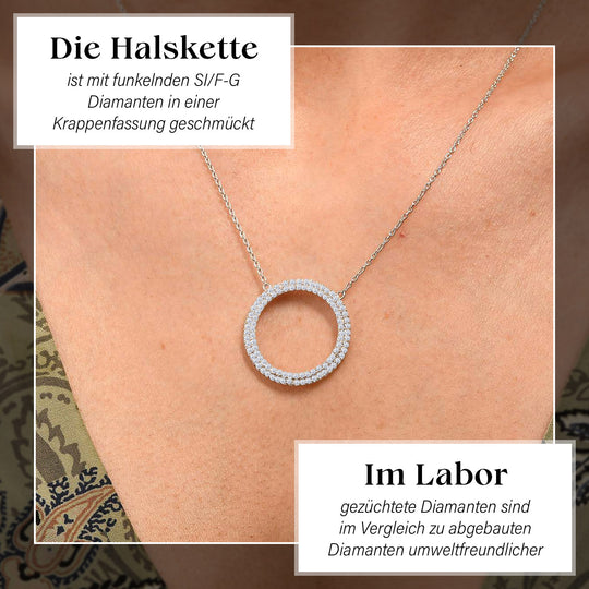 Im Labor gewachsener Diamant SI/F-G Halskette ca. 45 cm 925 Silber ca. 1.00 ct