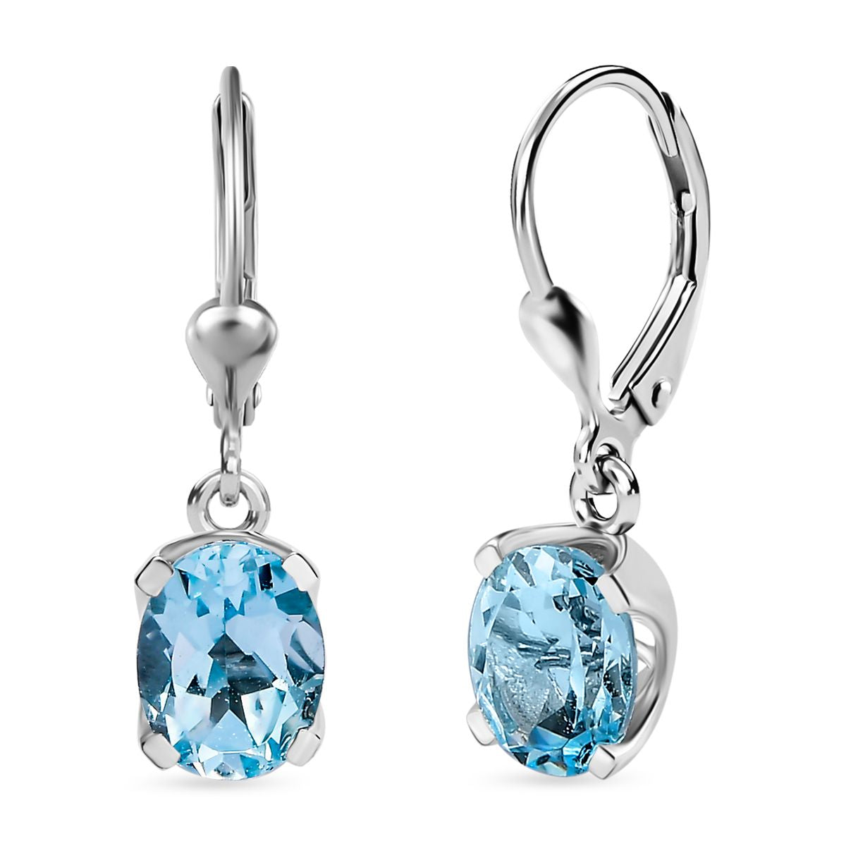 Himmelblauer Topas Ohrringe 925 Silber rhodiniert ca. 4,27 ct.