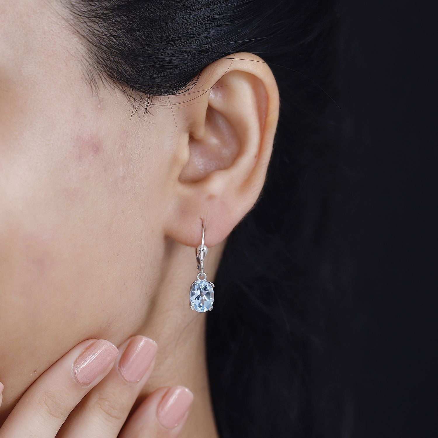 Himmelblauer Topas Ohrringe 925 Silber rhodiniert ca. 4,27 ct.