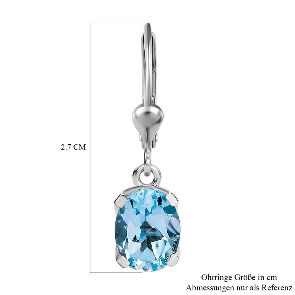 Himmelblauer Topas Ohrringe 925 Silber rhodiniert ca. 4,27 ct.