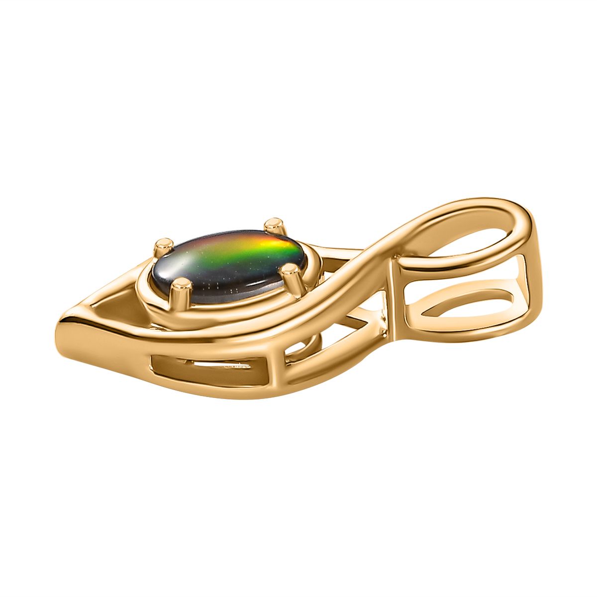 Ammolit Anhänger 925 Silber 750 Gelbgold Vermeil ca. 0,78 ct.