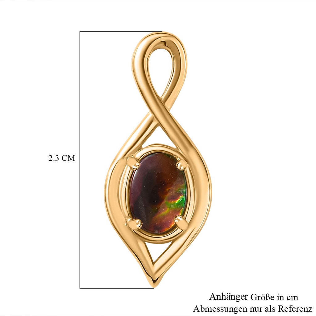 Ammolit Anhänger 925 Silber 750 Gelbgold Vermeil ca. 0,78 ct.