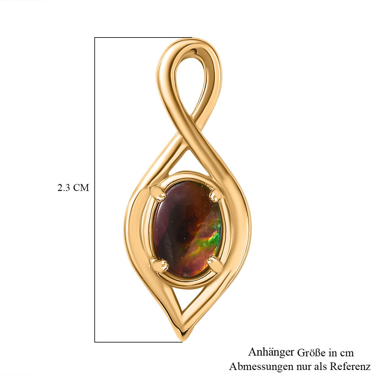 Ammolit Anhänger 925 Silber 750 Gelbgold Vermeil ca. 0,78 ct.
