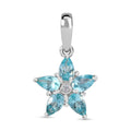 Paraiba-Apatit, Weißer Zirkon Anhänger 925 Silber platiniert ca. 1.14 ct