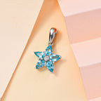 Paraiba-Apatit, Weißer Zirkon Anhänger 925 Silber platiniert ca. 1.14 ct