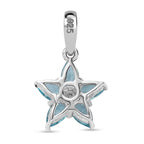 Paraiba-Apatit, Weißer Zirkon Anhänger 925 Silber platiniert ca. 1.14 ct