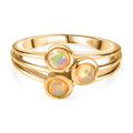 AA Natürlicher, äthiopischer Welo Opal Ring 925 Silber vergoldet (Größe 16.00) ca. 0,53 ct