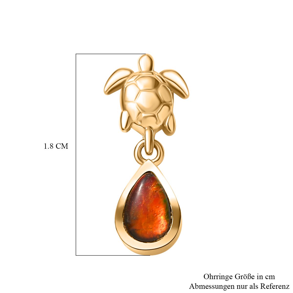 Ammolit Ohrringe 925 Silber 750 Gelbgold Vermeil ca. 0,97 ct.