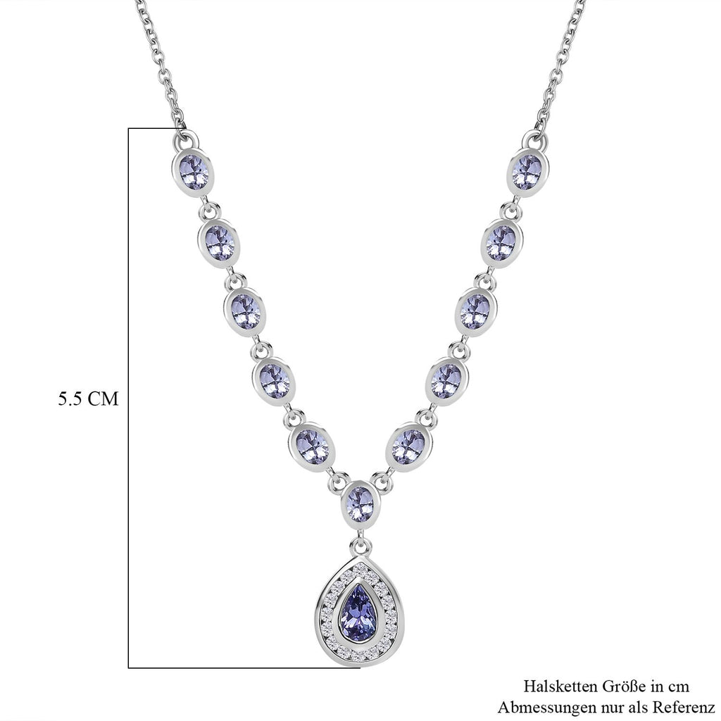 Tansanit Halskette ca. 45 cm 925 Silber rhodiniert ca. 2,58 ct.