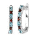 Paraiba-Apatit, Roter Granat Ohrringe 925 Silber platiniert ca. 0,79 ct.