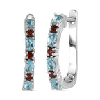 Paraiba-Apatit, Roter Granat Ohrringe 925 Silber platiniert ca. 0,79 ct.