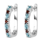 Paraiba-Apatit, Roter Granat Ohrringe 925 Silber platiniert ca. 0,79 ct.
