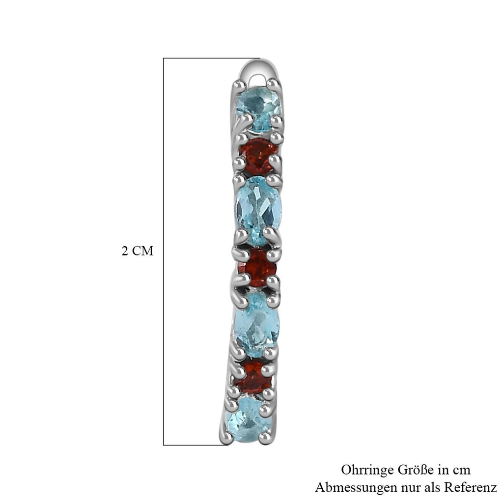 Paraiba-Apatit, Roter Granat Ohrringe 925 Silber platiniert ca. 0,79 ct.