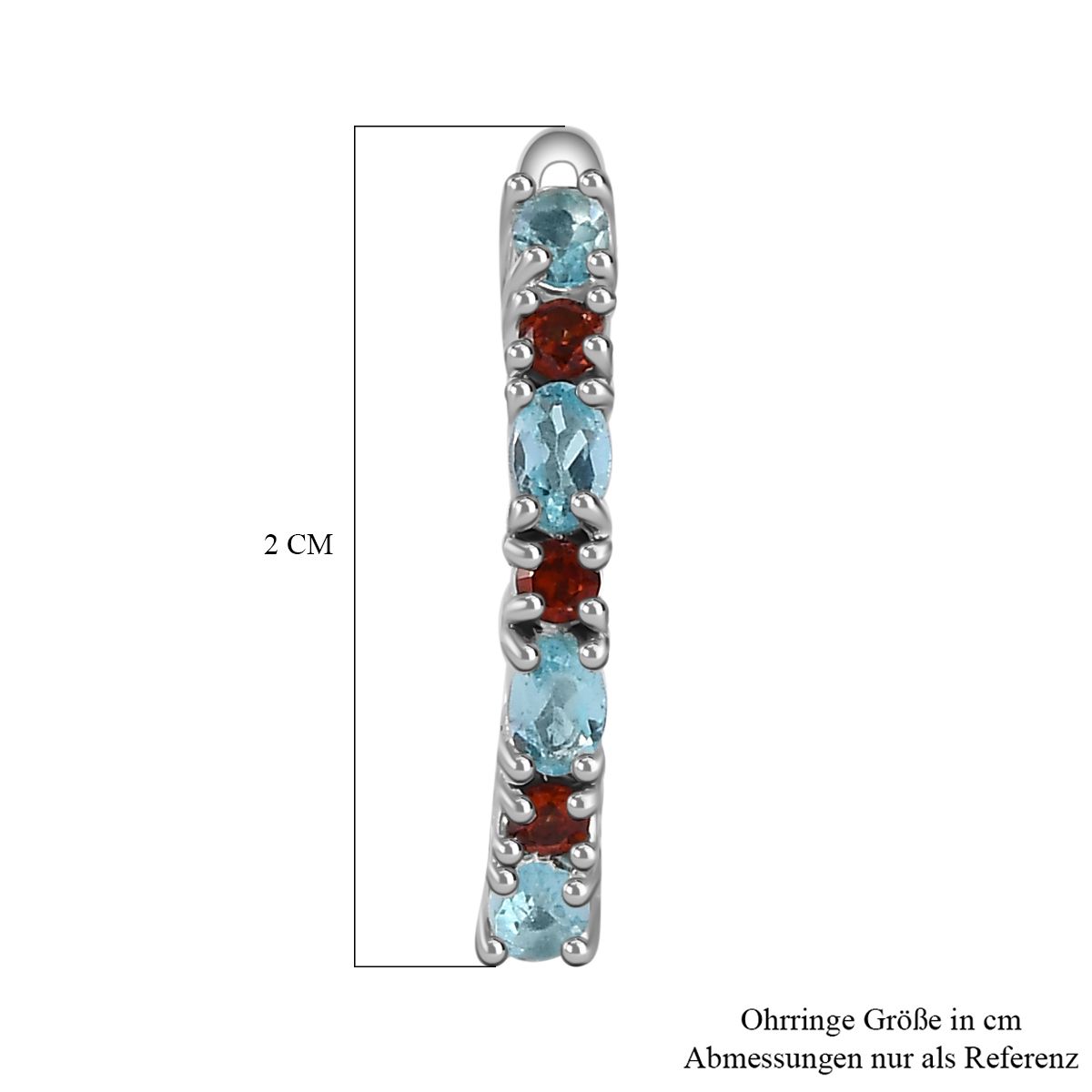 Paraiba-Apatit, Roter Granat Ohrringe 925 Silber platiniert ca. 0,79 ct.