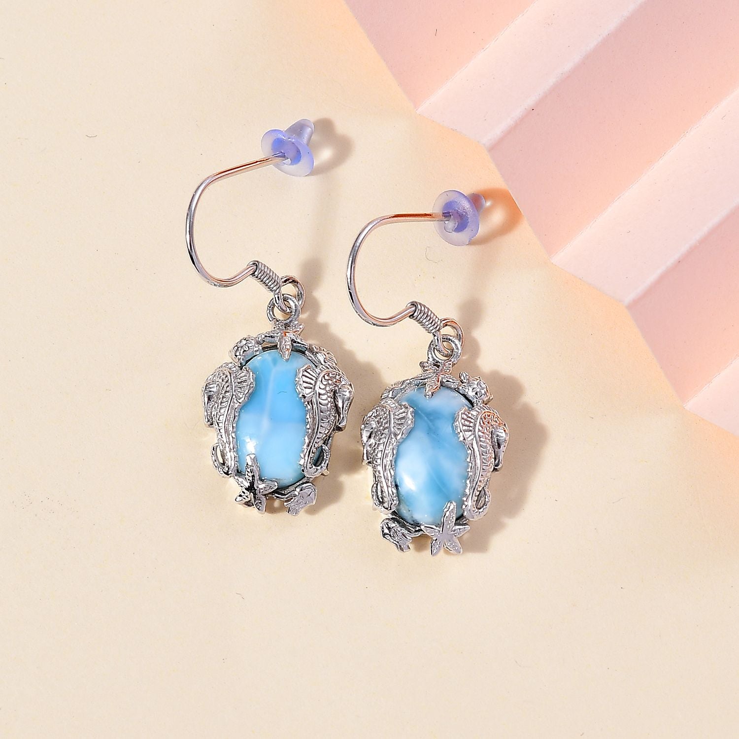 AA Larimar Ohrringe 925 Silber rhodiniert ca. 13.63 ct