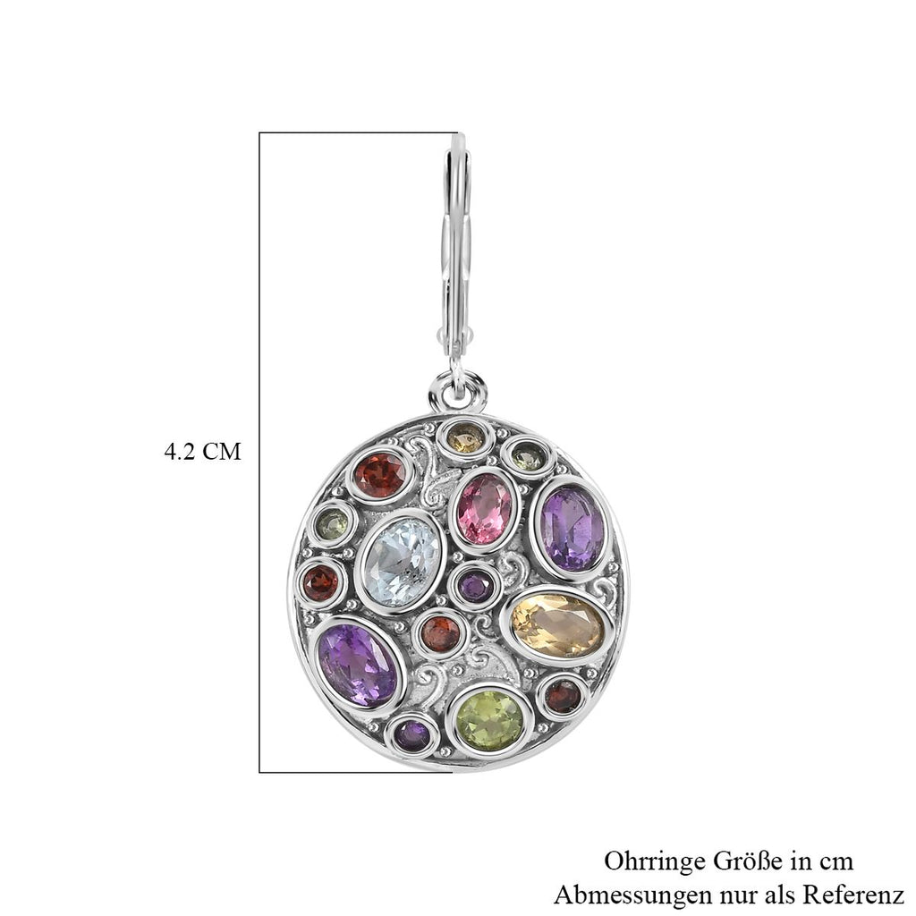 Himmelblauer Topas, Afrikanischer Amethyst Ohrringe 316L Edelstahl ca. 6.17 ct