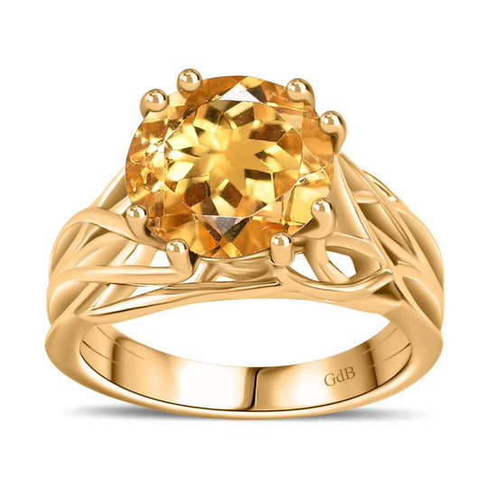 Citrin Ring Messing (Größe 19.00) ca. 3,53 ct