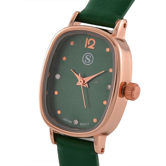 STRADA PC21S Uhr mit Japanischem Uhrwerk, Roségoldfarbenem Gehäuse und Kaffeebraunem PU-Armband