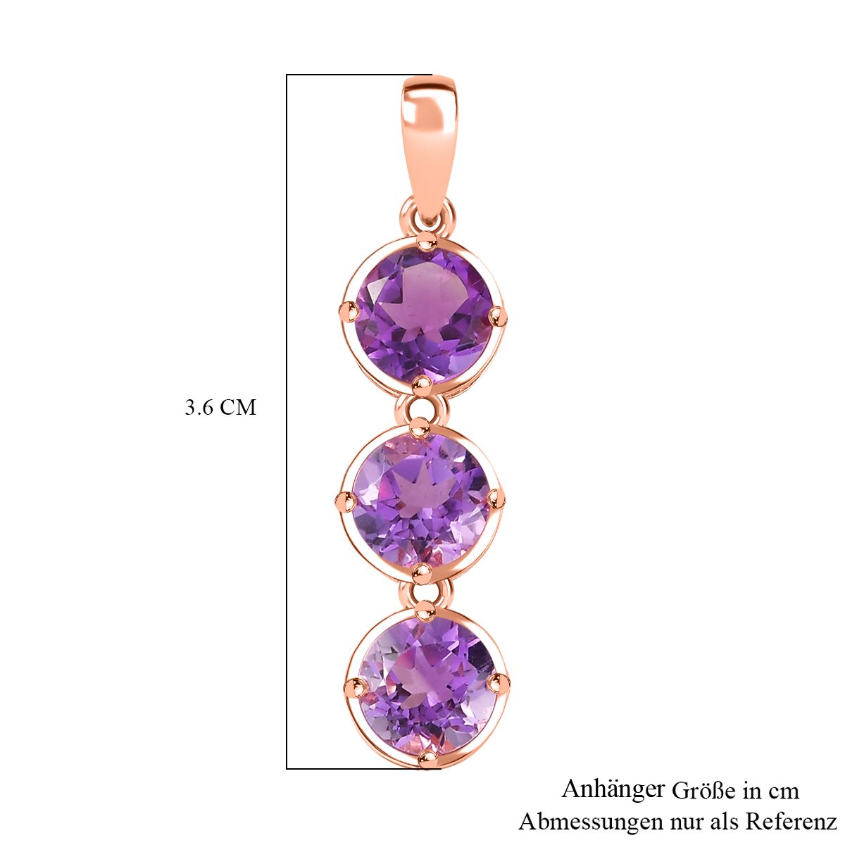 AA Rose De France Amethyst Anhänger 925 Silber rosévergoldet ca. 3.57 ct