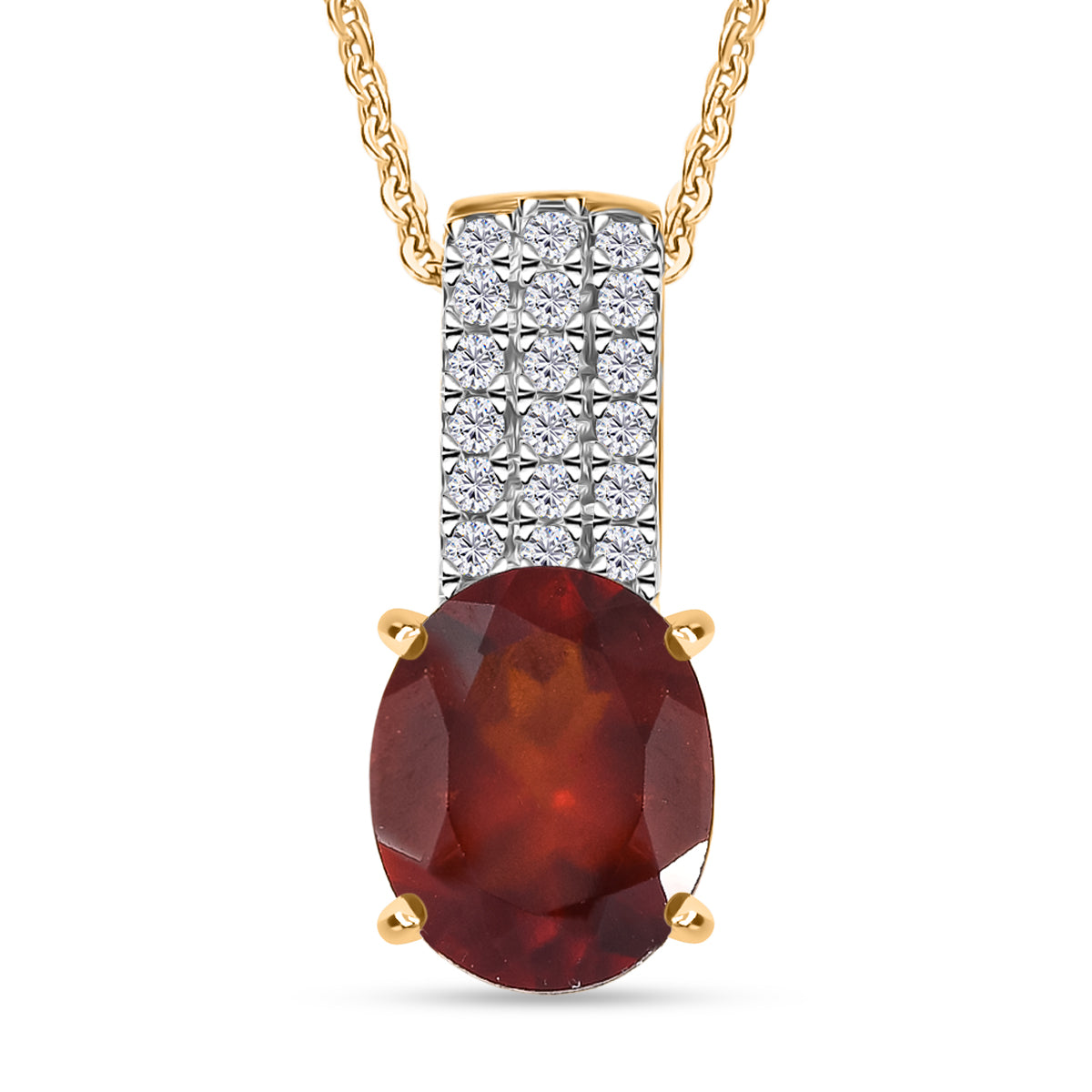 D'Joy AAA Hessonit Granat und Zirkon Ring und Anhänger mit 50cm Kette