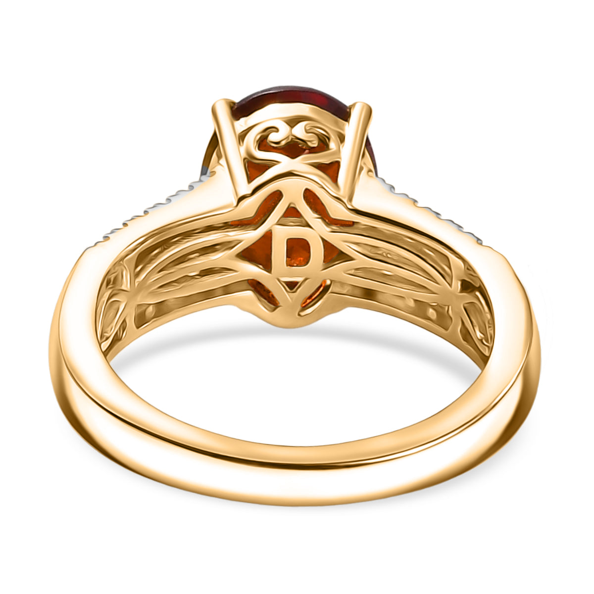 D'Joy AAA Hessonit Granat und Zirkon Ring und Anhänger mit 50cm Kette