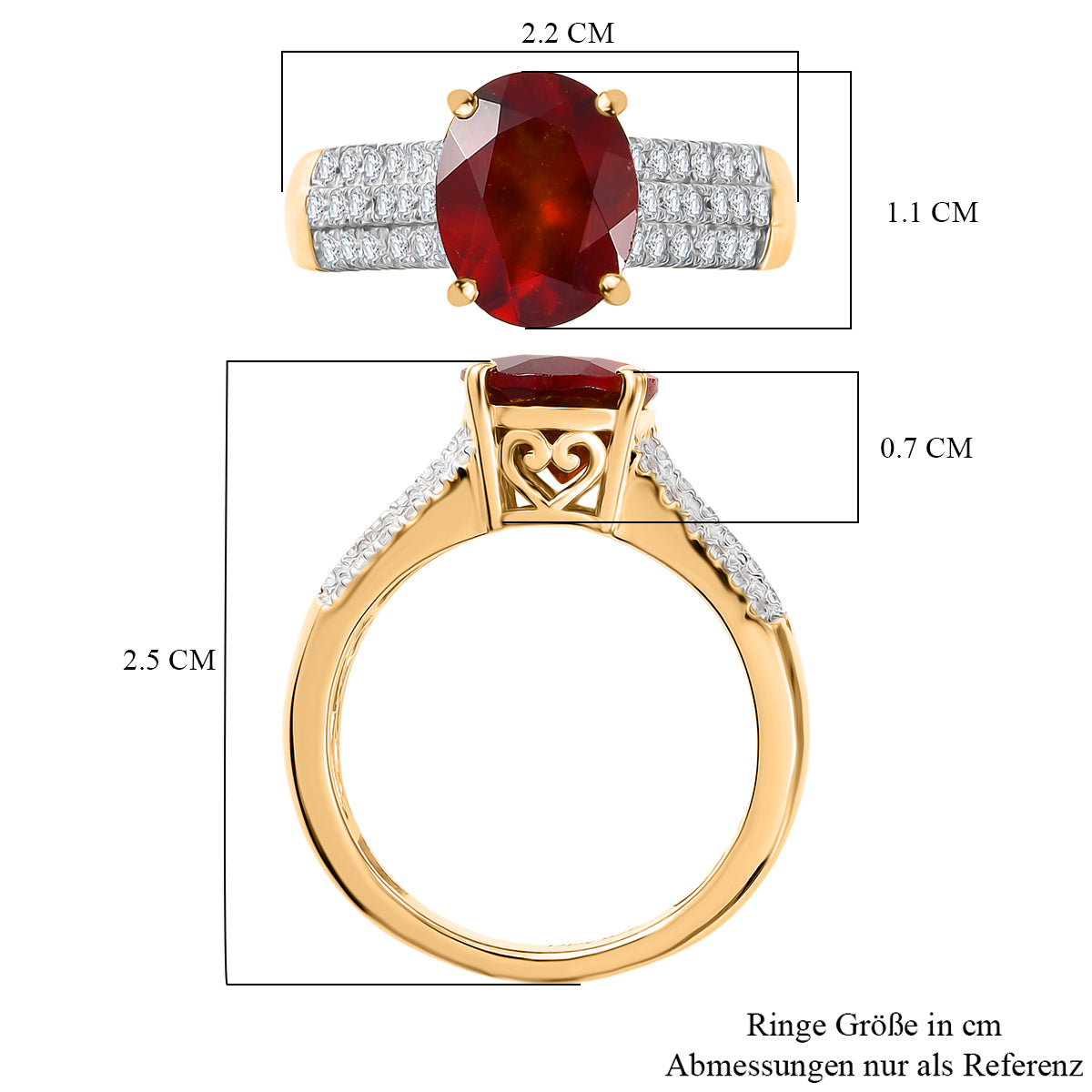 D'Joy AAA Hessonit Granat und Zirkon Ring und Anhänger mit 50cm Kette