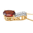 D'Joy AAA Hessonit Granat und Zirkon Ring und Anhänger mit 50cm Kette