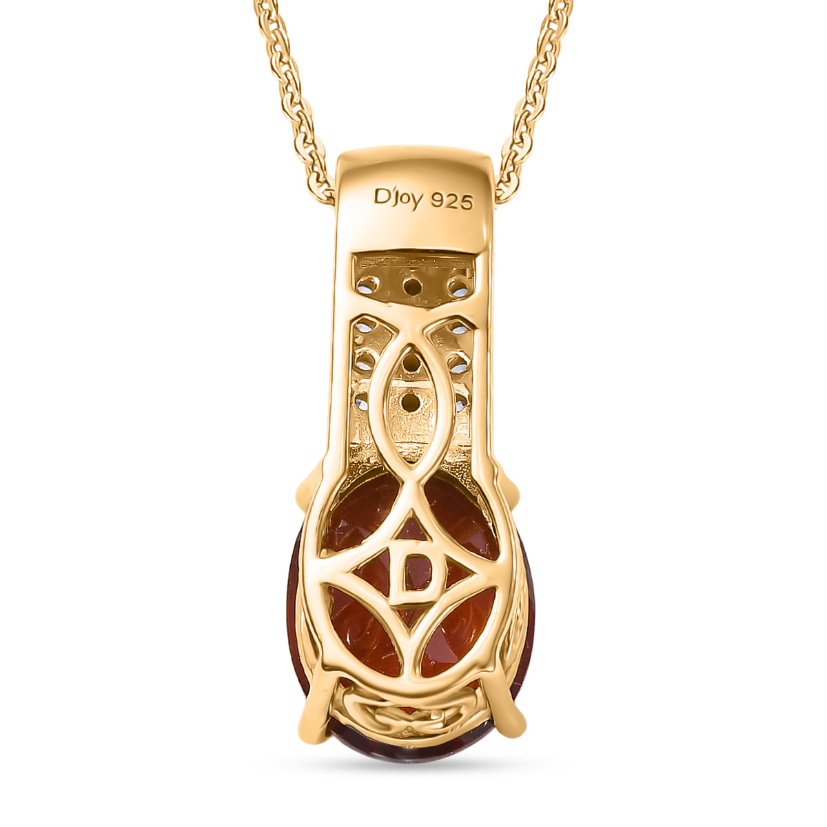 D'Joy AAA Hessonit Granat und Zirkon Ring und Anhänger mit 50cm Kette