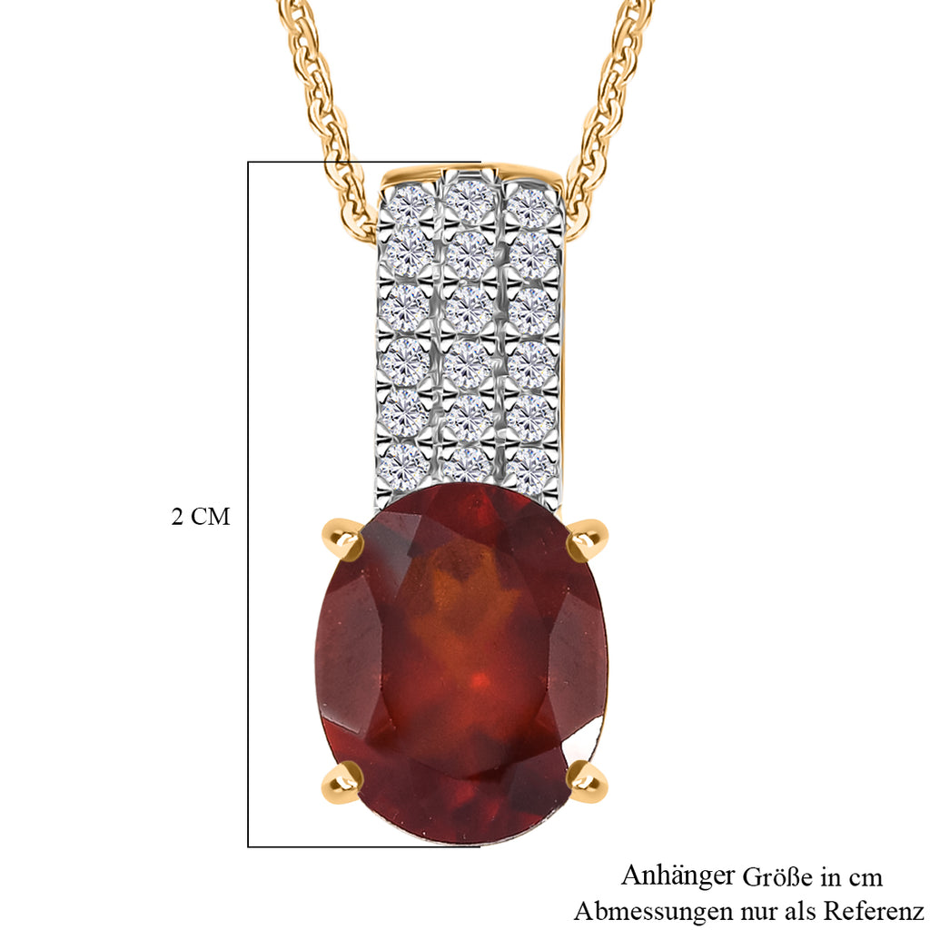 D'Joy AAA Hessonit Granat und Zirkon Ring und Anhänger mit 50cm Kette