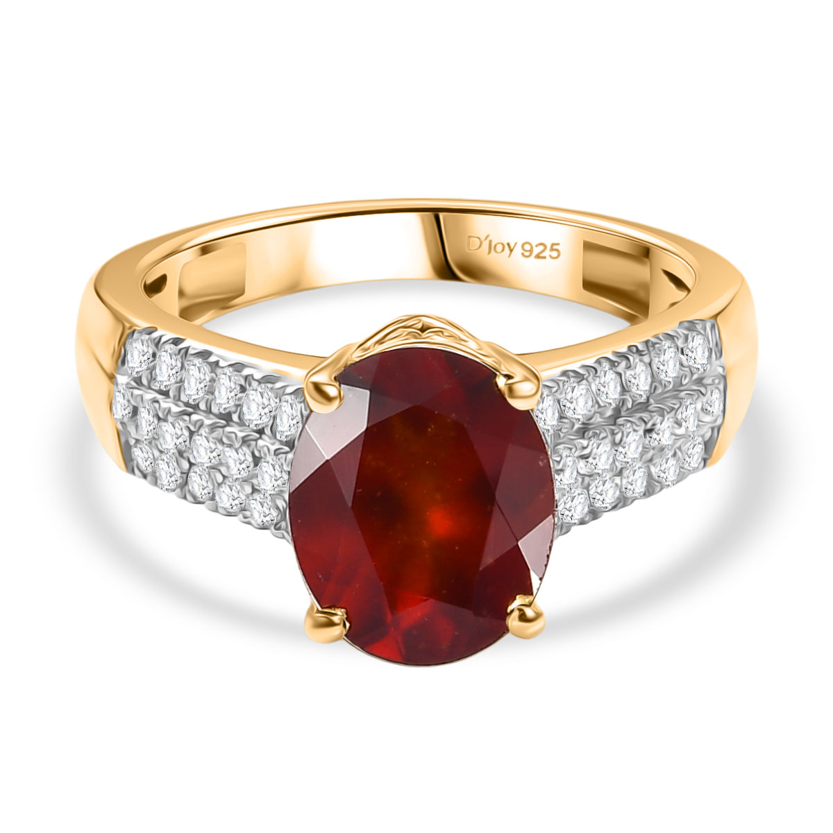 D'Joy AAA Hessonit Granat und Zirkon Ring und Anhänger mit 50cm Kette