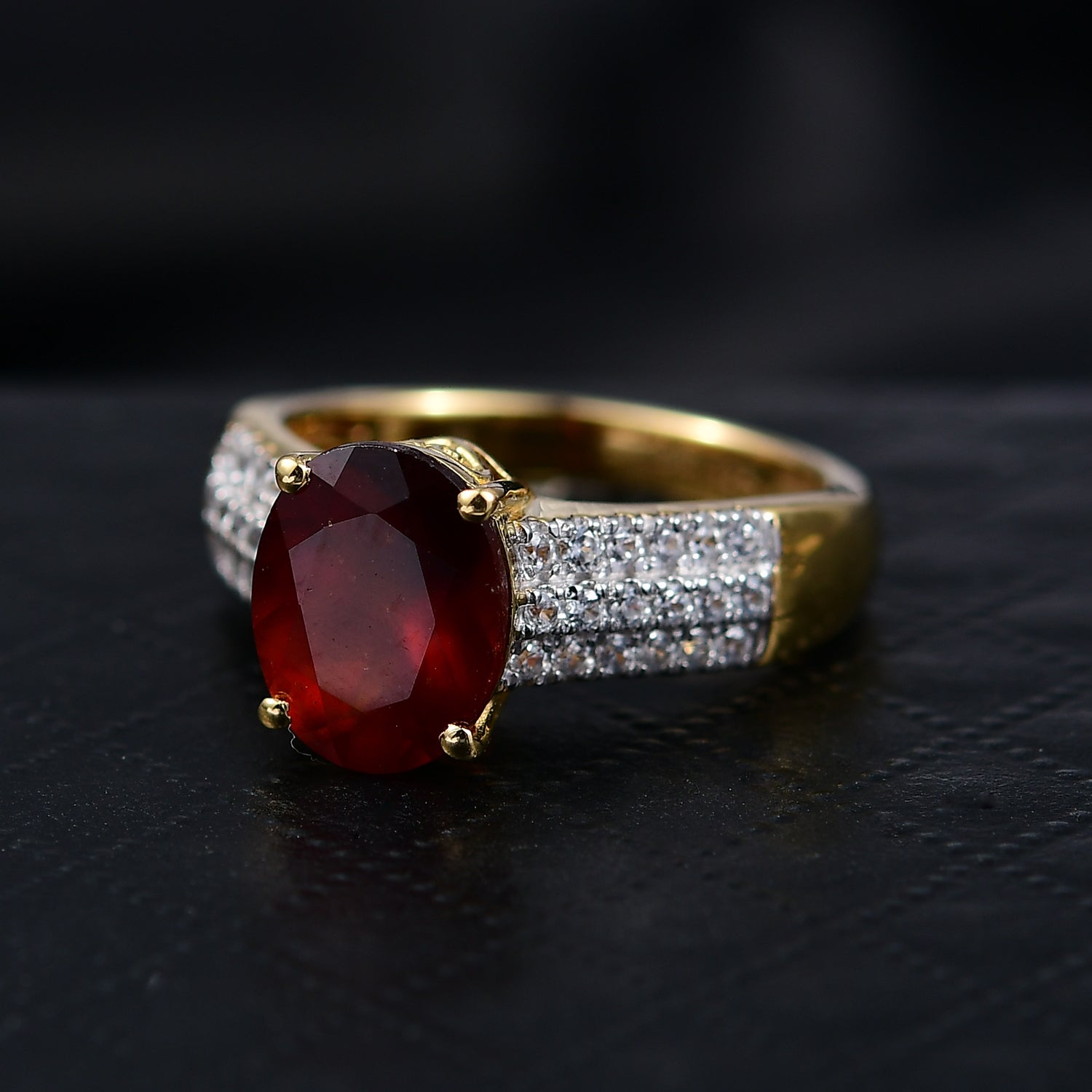 D'Joy AAA Hessonit Granat und Zirkon Ring und Anhänger mit 50cm Kette
