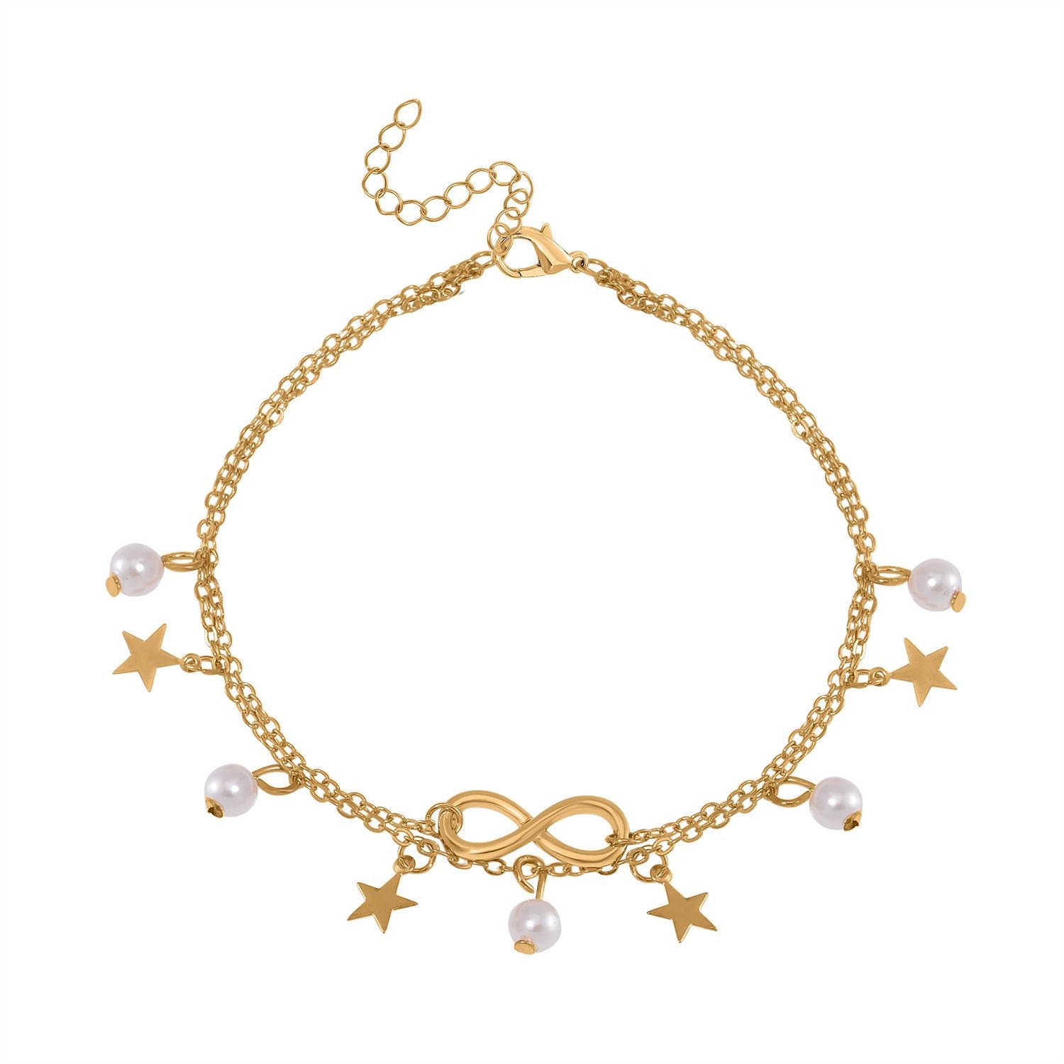Kunststoff Perle Charm-Armband, 23+5cm, Messing