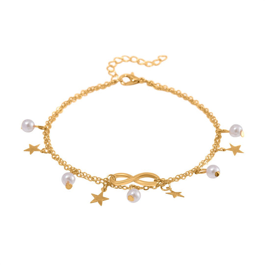 Kunststoff Perle Charm-Armband, 23+5cm, Messing