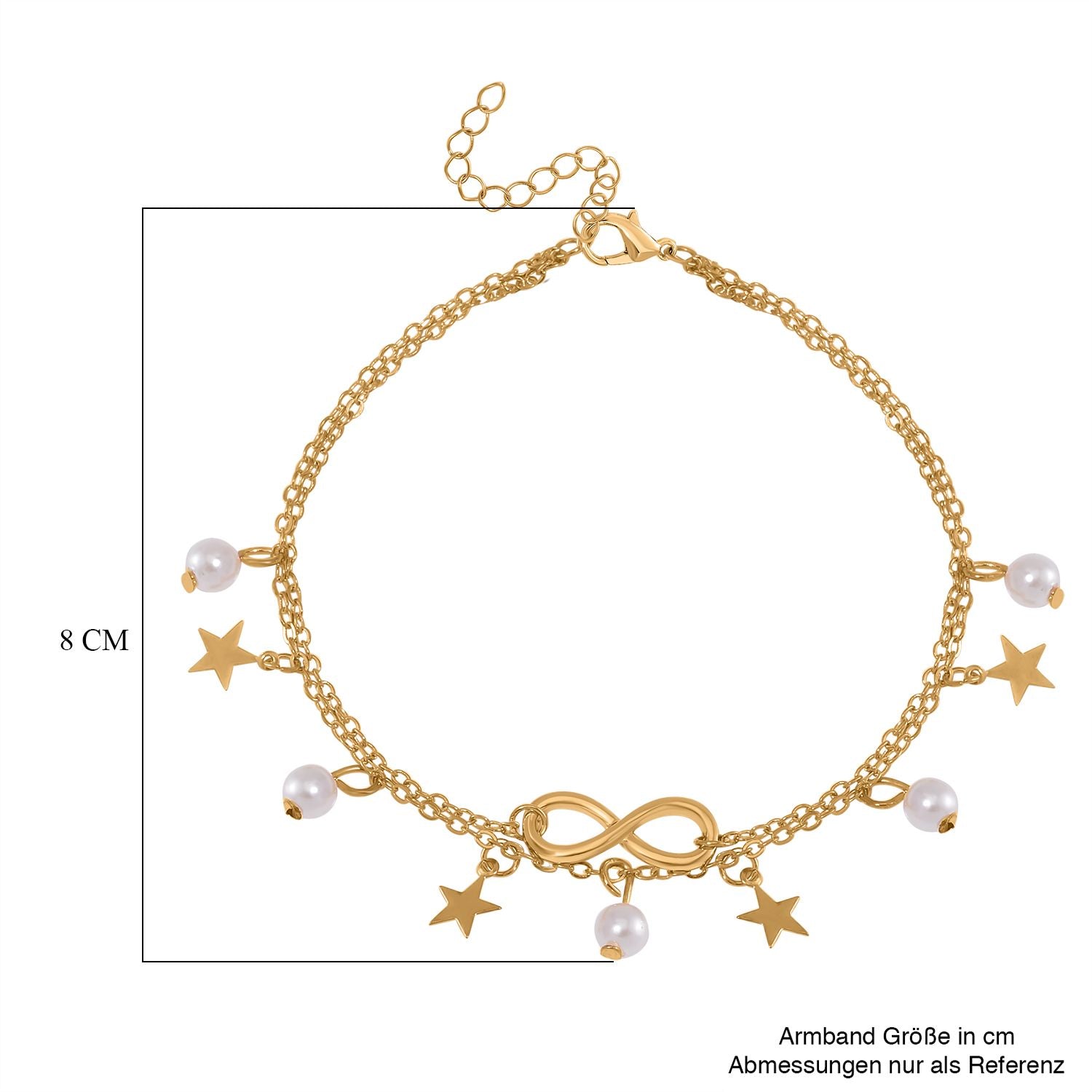 Kunststoff Perle Charm-Armband, 23+5cm, Messing
