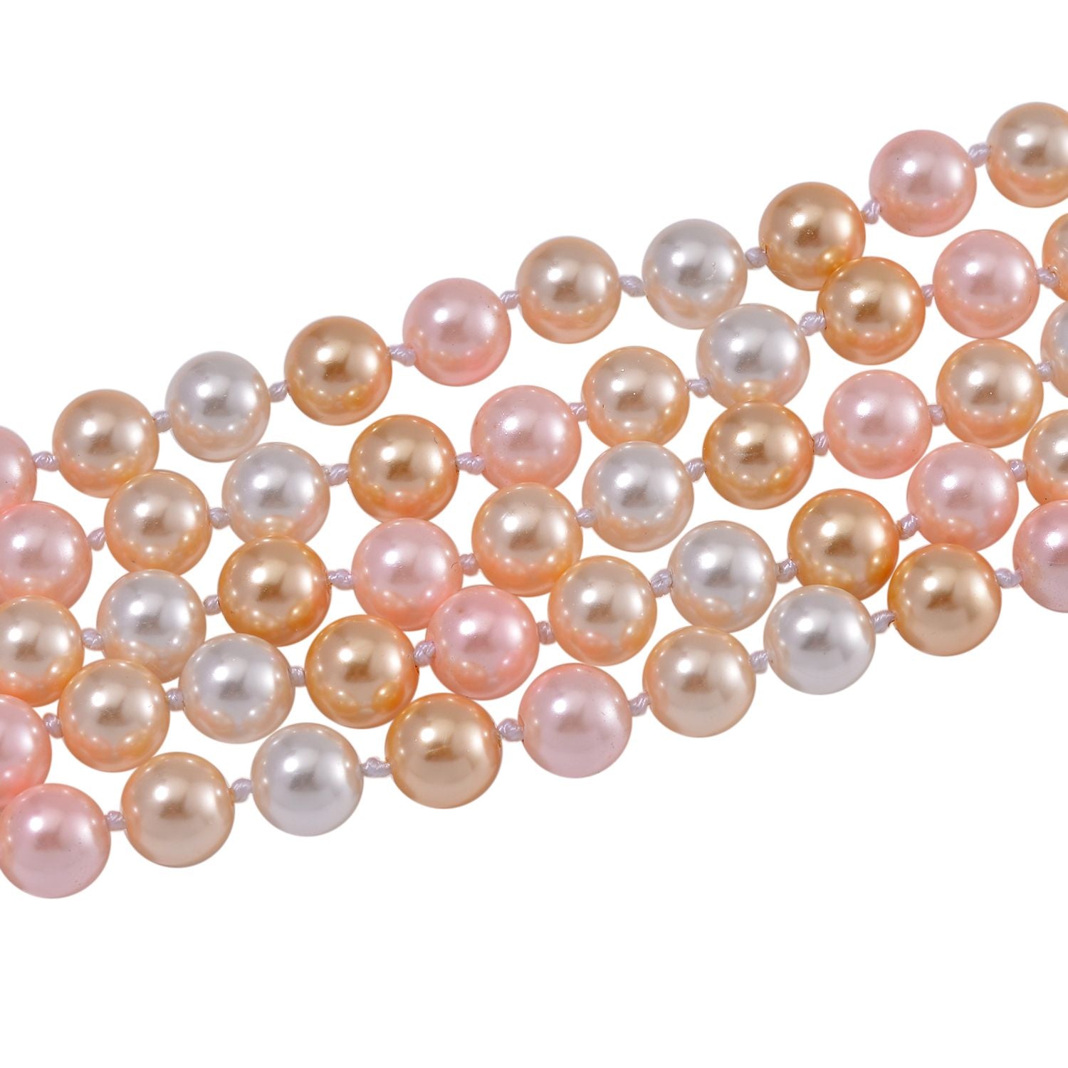 Mehrreihige Muschelkernperle in Gold, Rosa und weiß, 255 cm
